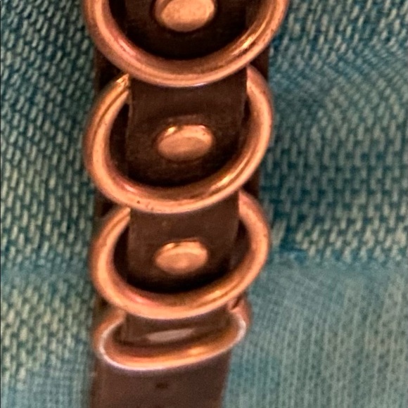 Genuine Leather metal ring/hoop cuff bracelet - Picture 9 of 11